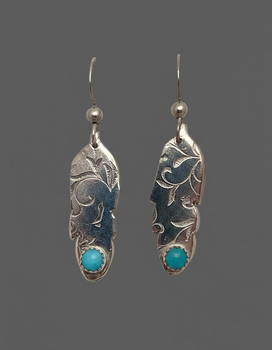 Handcrafted Sterling Silver Amazonite Feather Earrings