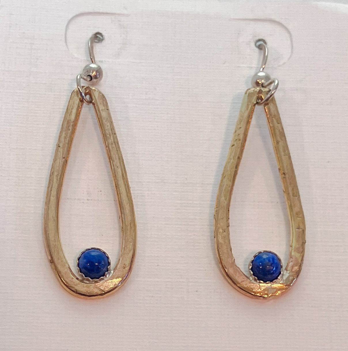 Handcrafted Lapis Gold Filled Wire Teardrop Earrings