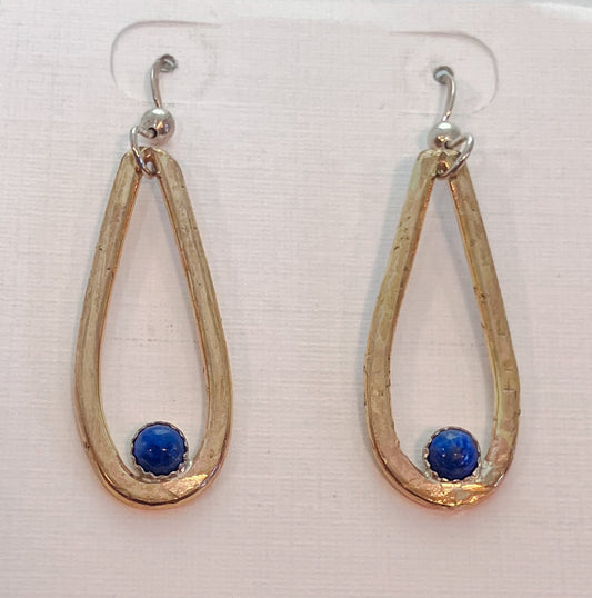 Handcrafted Lapis Gold Filled Wire Teardrop Earrings