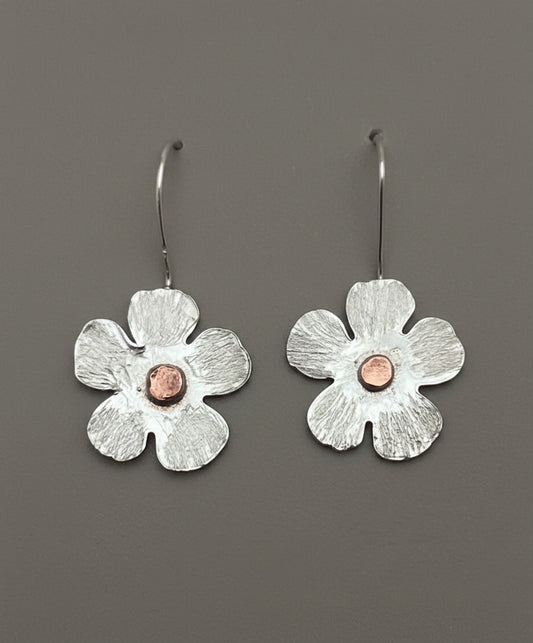 Handcrafted Sterling Silver Centers Flower Earrings with Gold Filled Centers