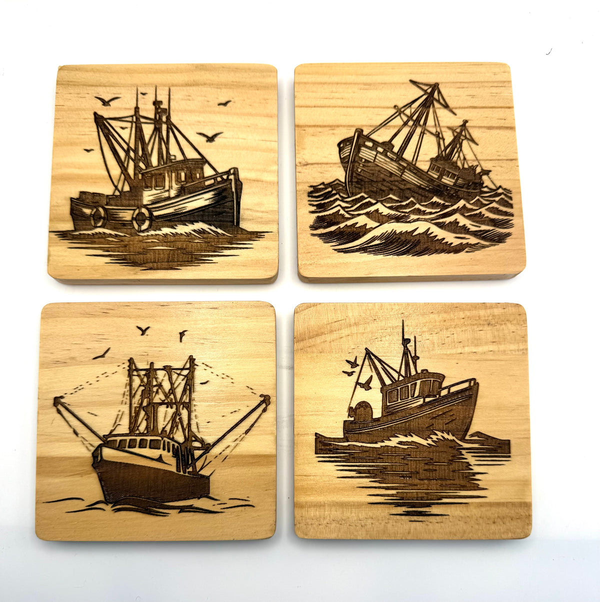 Wood Coasters - Ships at Sea