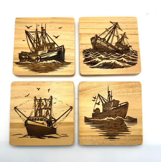 Wood Coasters - Ships at Sea