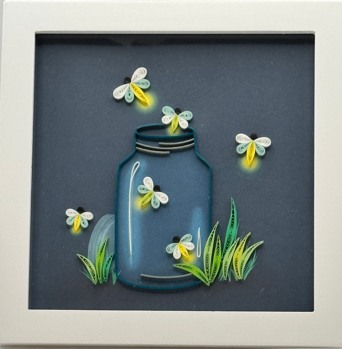Framed Quilled Fireflies – 6" x 6"
