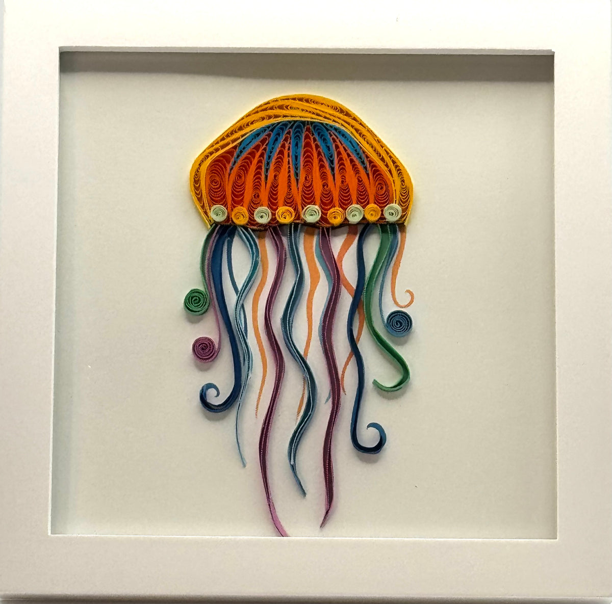 Framed Quilled Jellyfish – 6" x 6"
