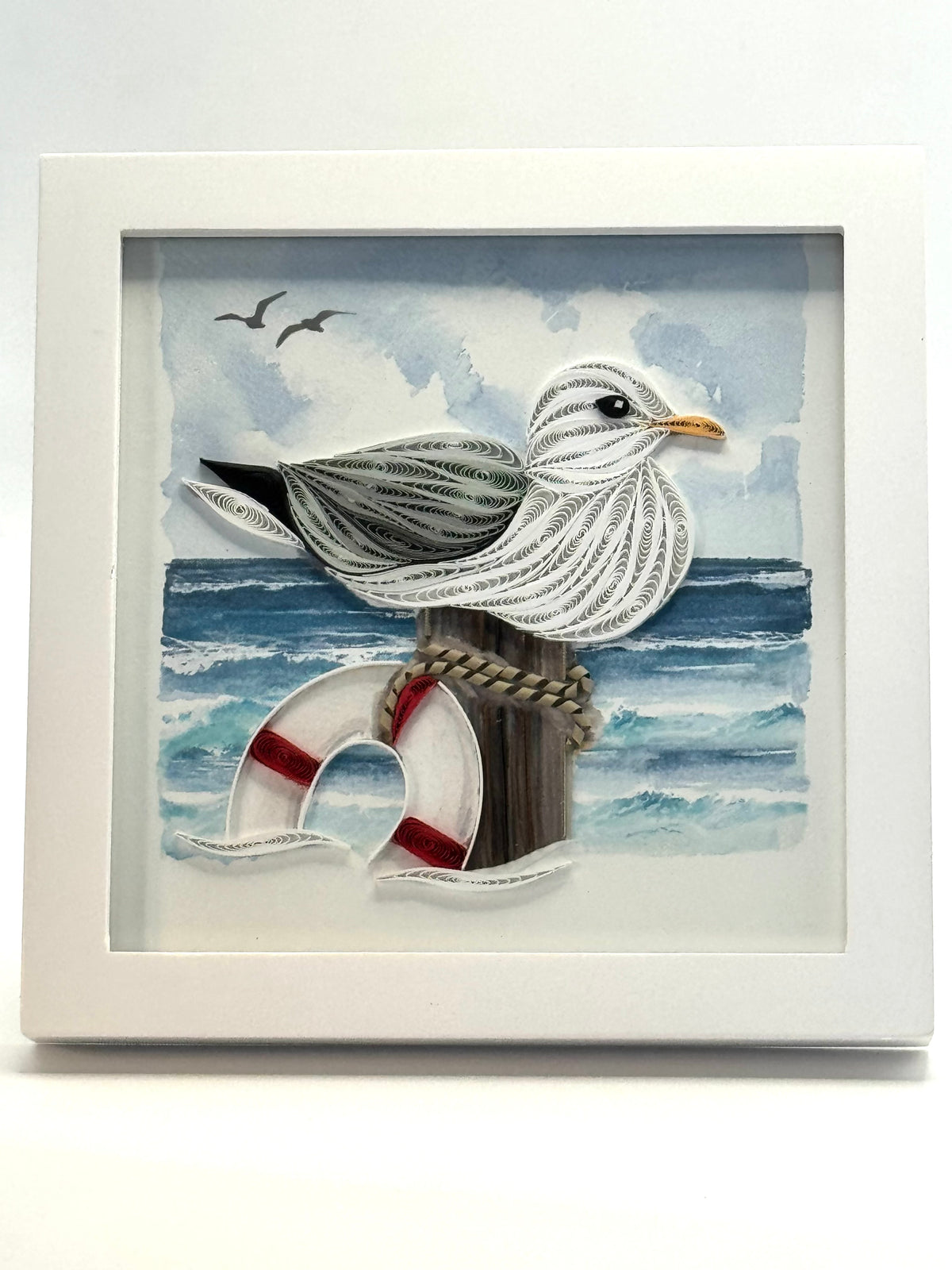 Framed Quilled Seagull 6"x6"