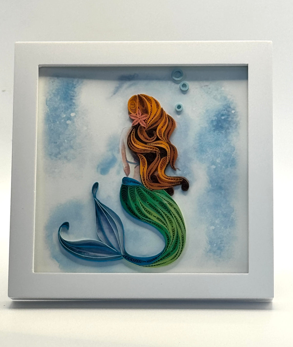 Framed Quilled Mermaid 6"x6"