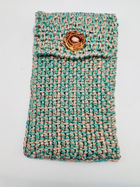 Original Design Crochet Phone Pouch with Handcrafted Button Closure