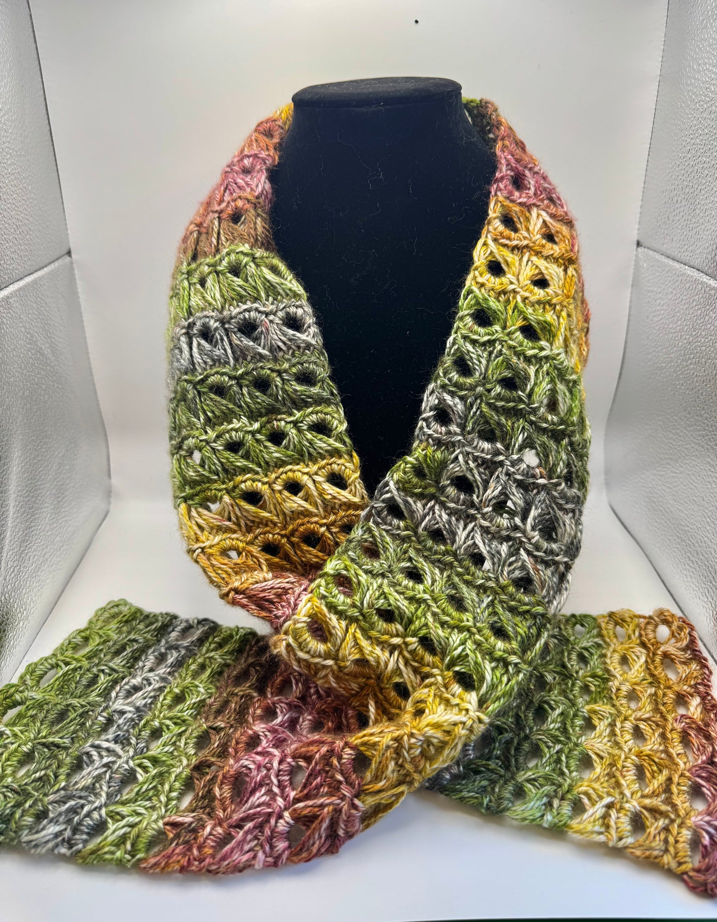 Handmade Broomstick Lace Scarf- Cinnamon Cedar