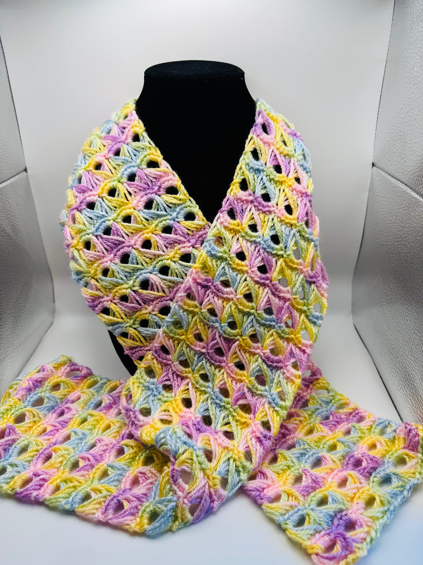Handmade Broomstick Lace Scarf-Whisper