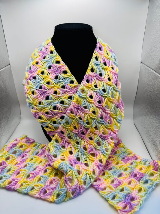 Handmade Broomstick Lace Scarf-Whisper